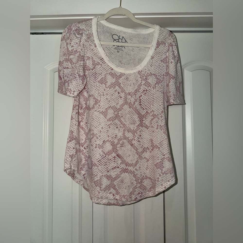 Source Unknown Pink Snake-Print Short Sleeve Scoop Neck Tee